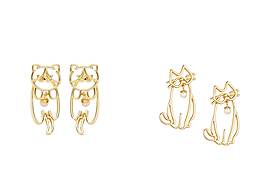 原创首饰设计《我的阿猫阿狗》前后两戴耳饰