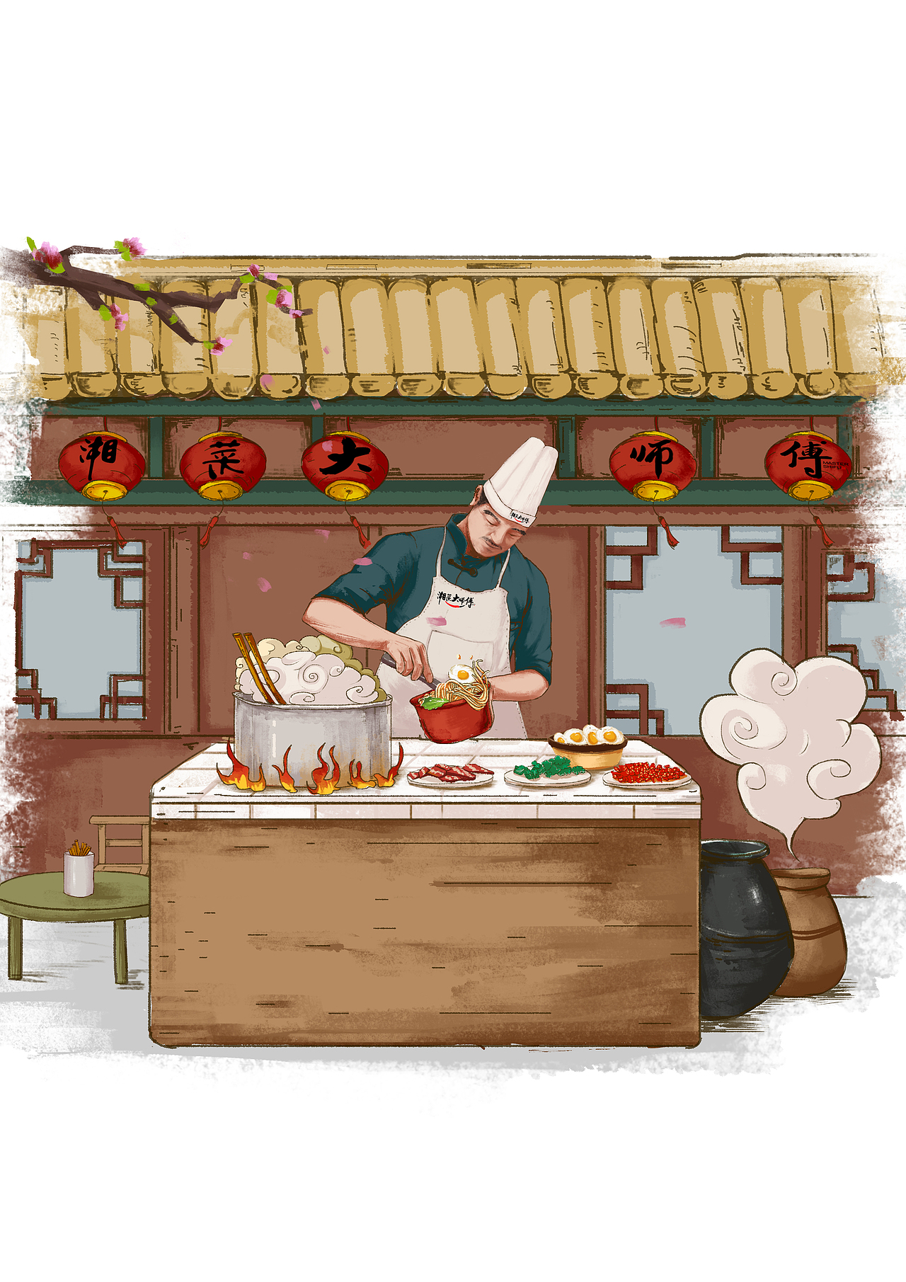 湖南本地美食包装插画设计