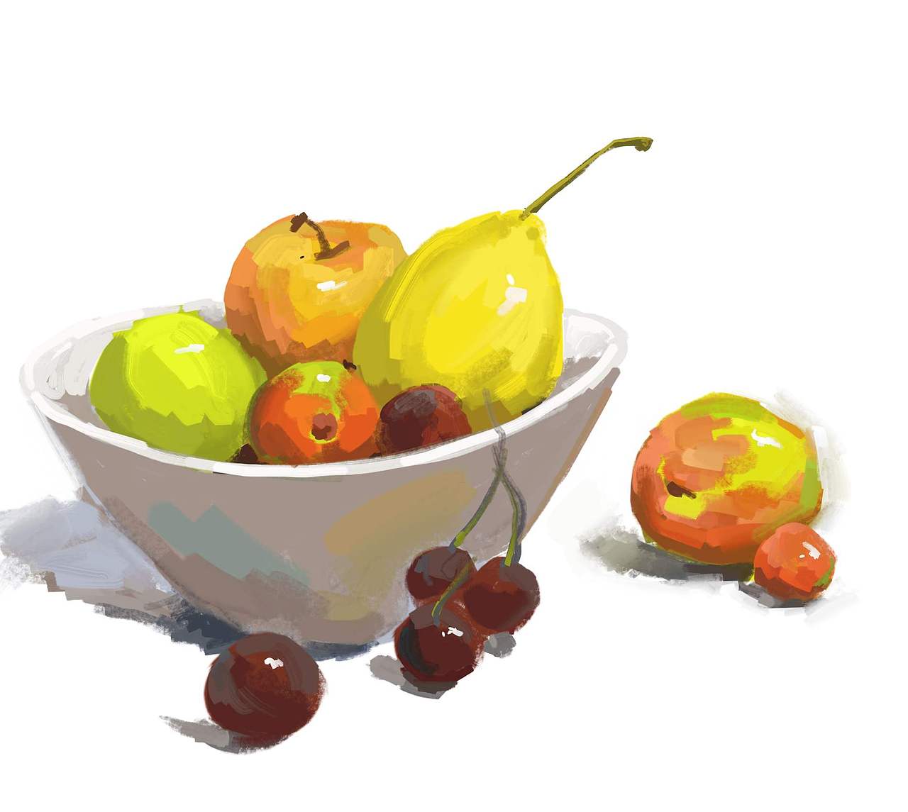 手绘板练习水粉画 水果