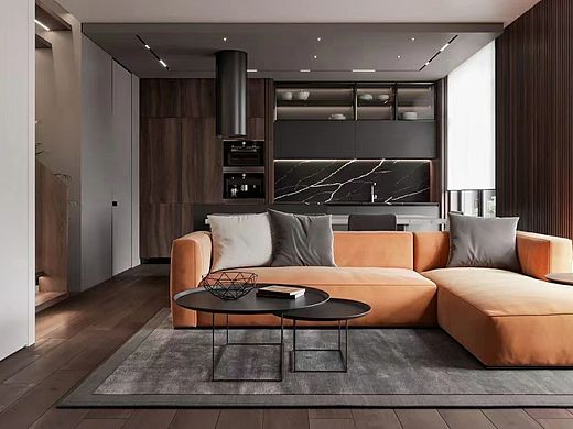 现代住宅,温暖的橙与木棕,理性而不冰冷!