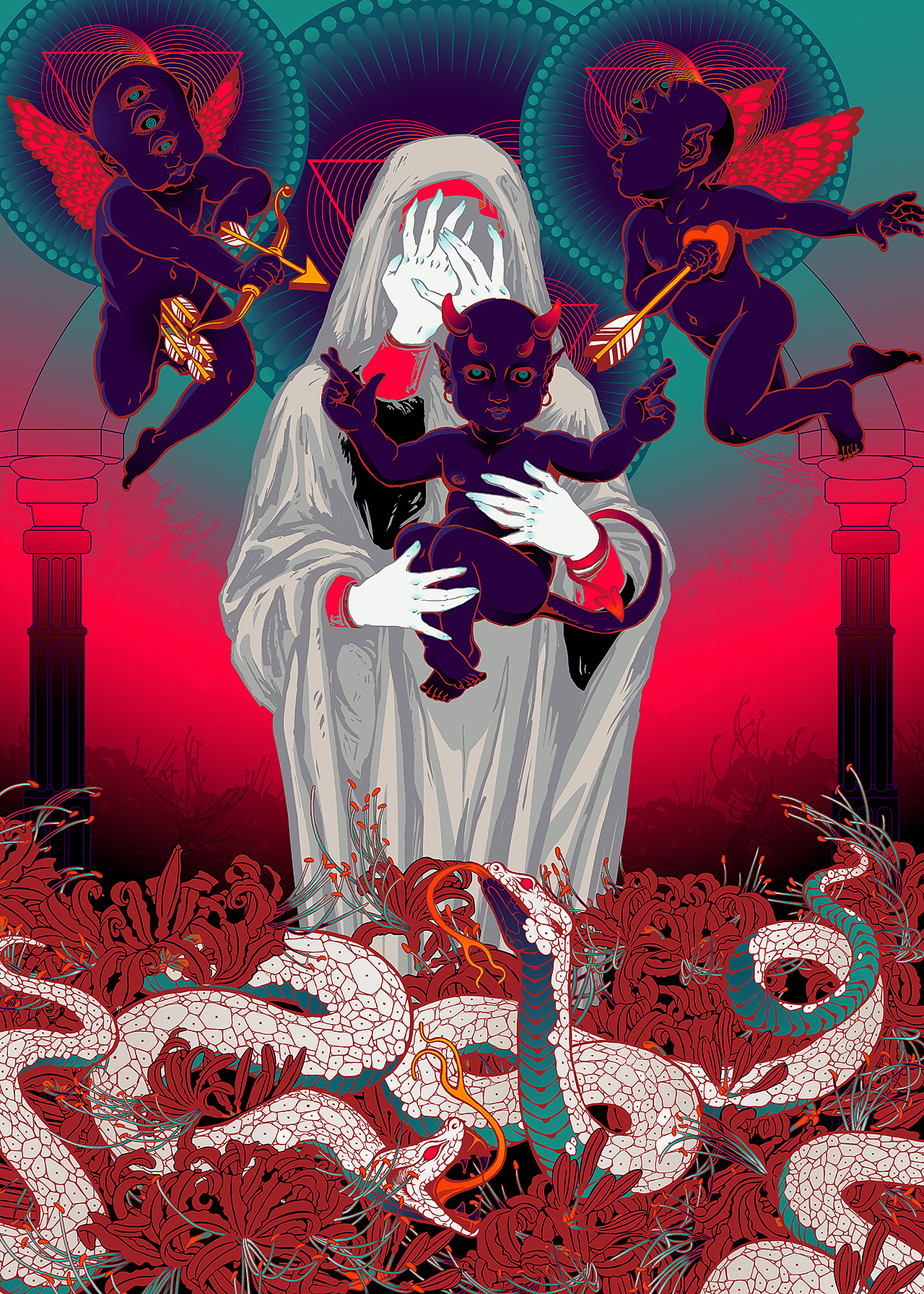 圣母和小天使illustration-evil boys（图ZNTY2Mjg5OTY=） - 艺术插画 - 站酷设计师插画师杨博原创素材 - 站酷ZCOOL