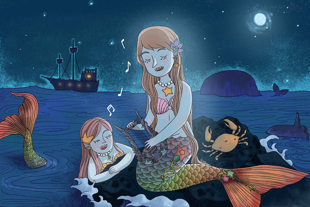 夜空下的加勒比（图ZMjAxMTU2Mzcy） - 儿童插画 - 站酷设计师田德莉娜Grace原创素材 - 站酷ZCOOL