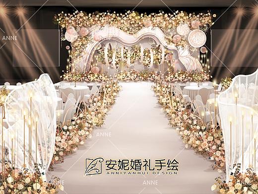 安妮婚礼手绘 | 香槟金唯美婚礼手绘
