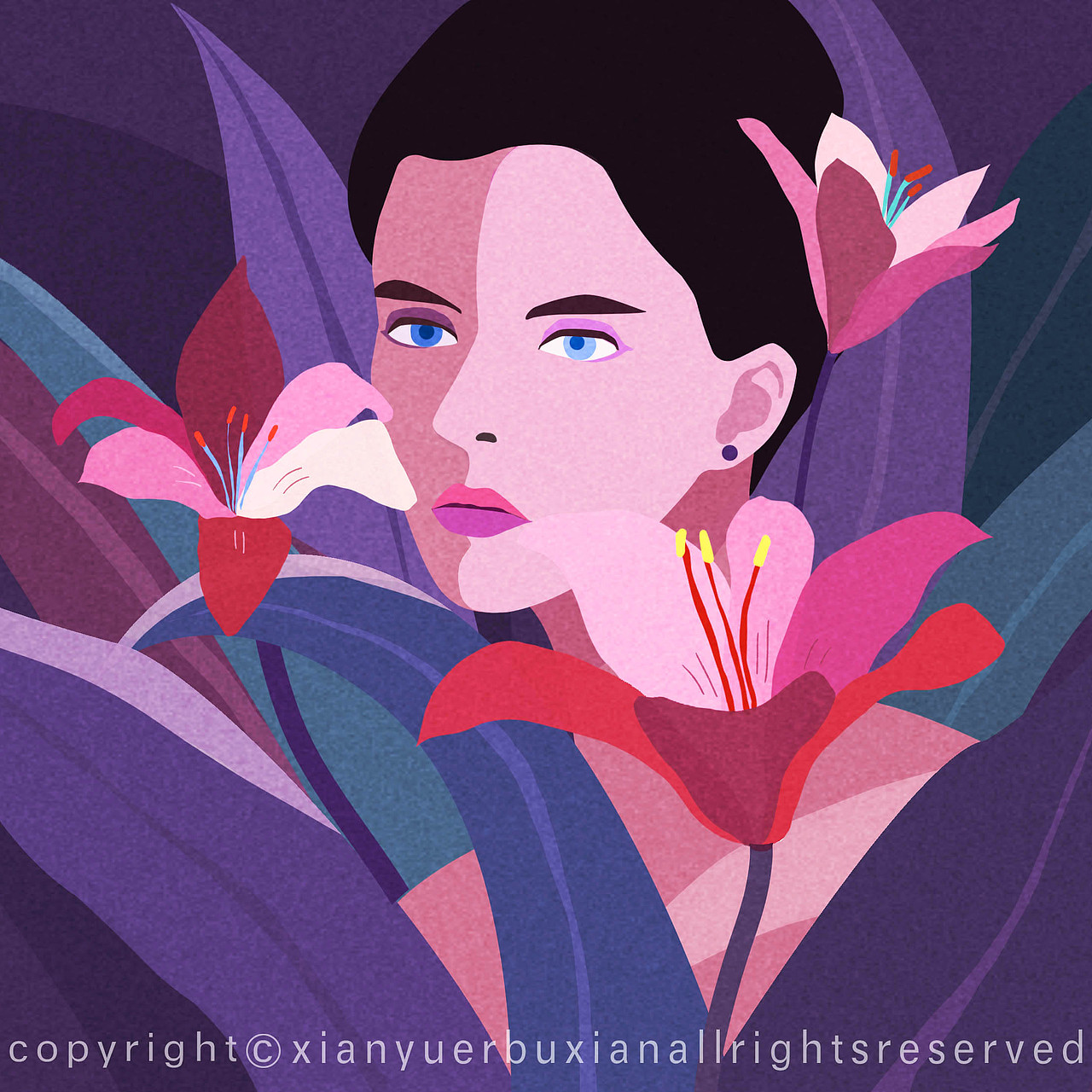 她的花（图ZMTcxMTAxMjMy） - 商业插画 - 站酷设计师咸鱼儿不闲原创素材 - 站酷ZCOOL