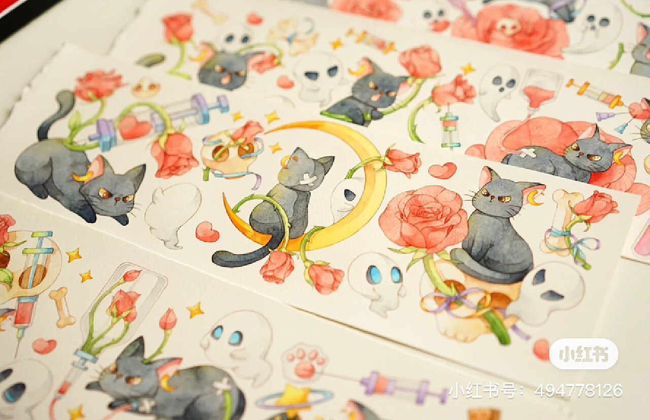 黑猫与玫瑰🌹画稿_0jing-站酷ZCOOL