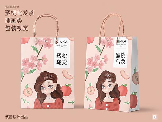 蜜桃乌龙茶 插画 包装设计