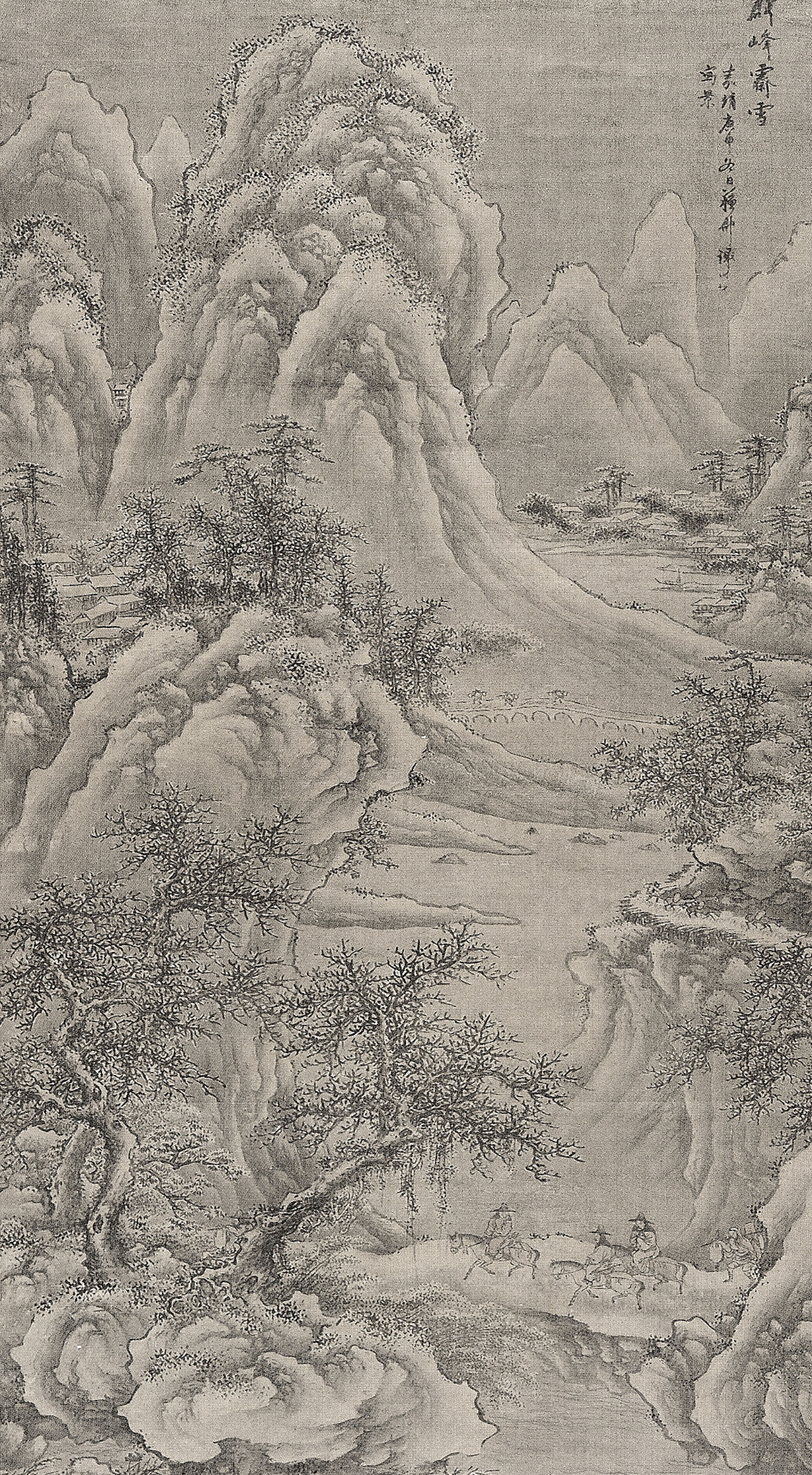 明 谢时臣《群峰霁雪图》古画版
