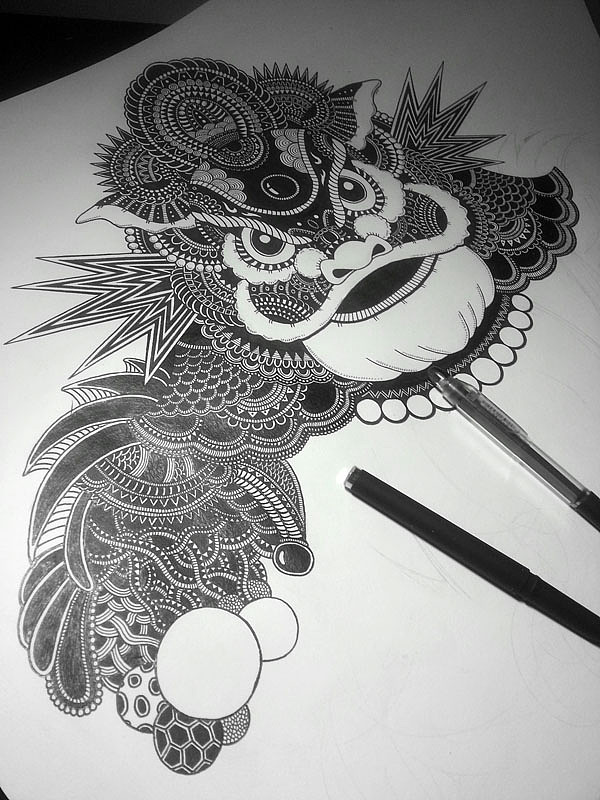 2开大画《最炫中国风》附绘制过程（图ZMTc0MjI2ODA=） - 新锐潮流插画 - 站酷设计师墩小贤原创素材 - 站酷ZCOOL