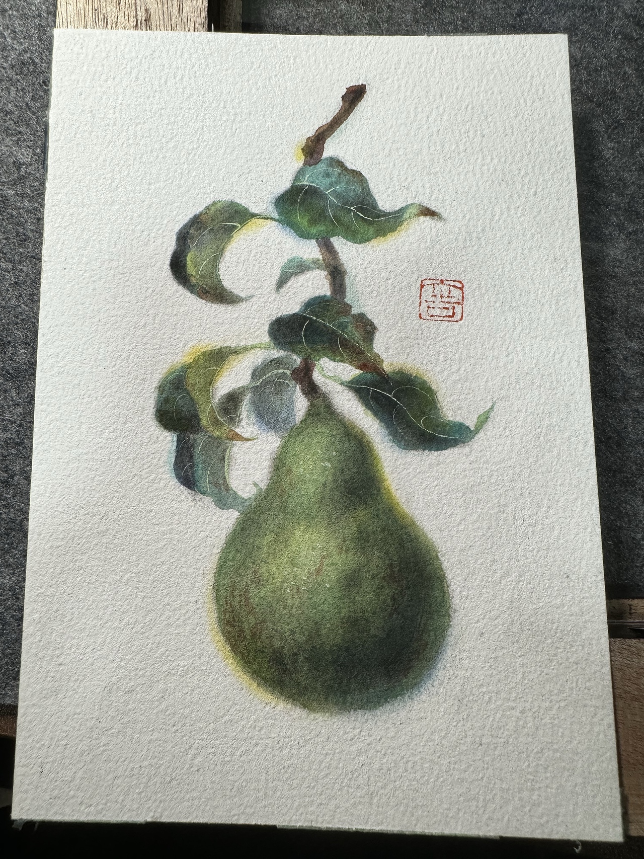 我用西洋画材描绘中式的梨