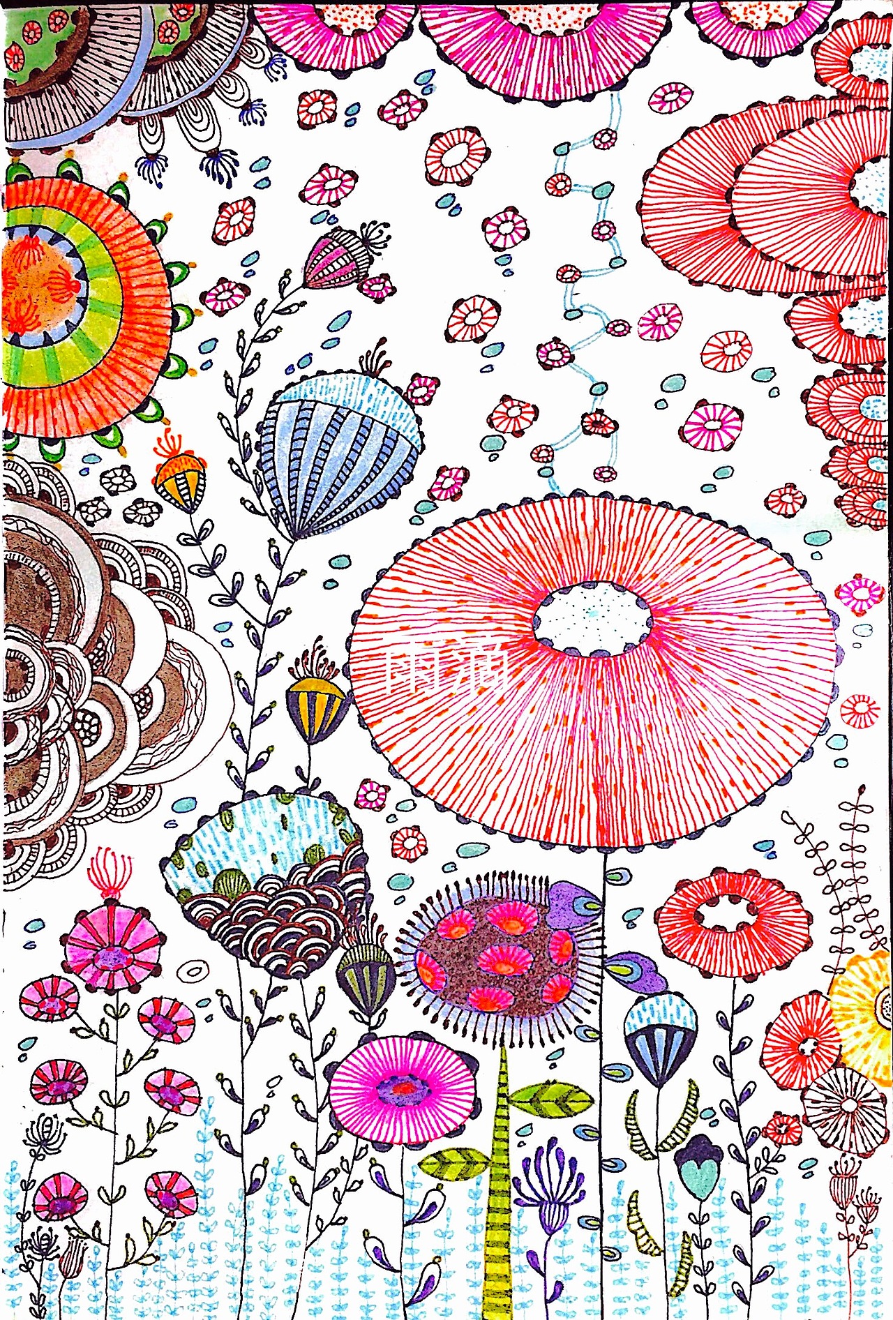 彩色 线描 插画 装饰画 黑白 点线面 几何 图案 设计