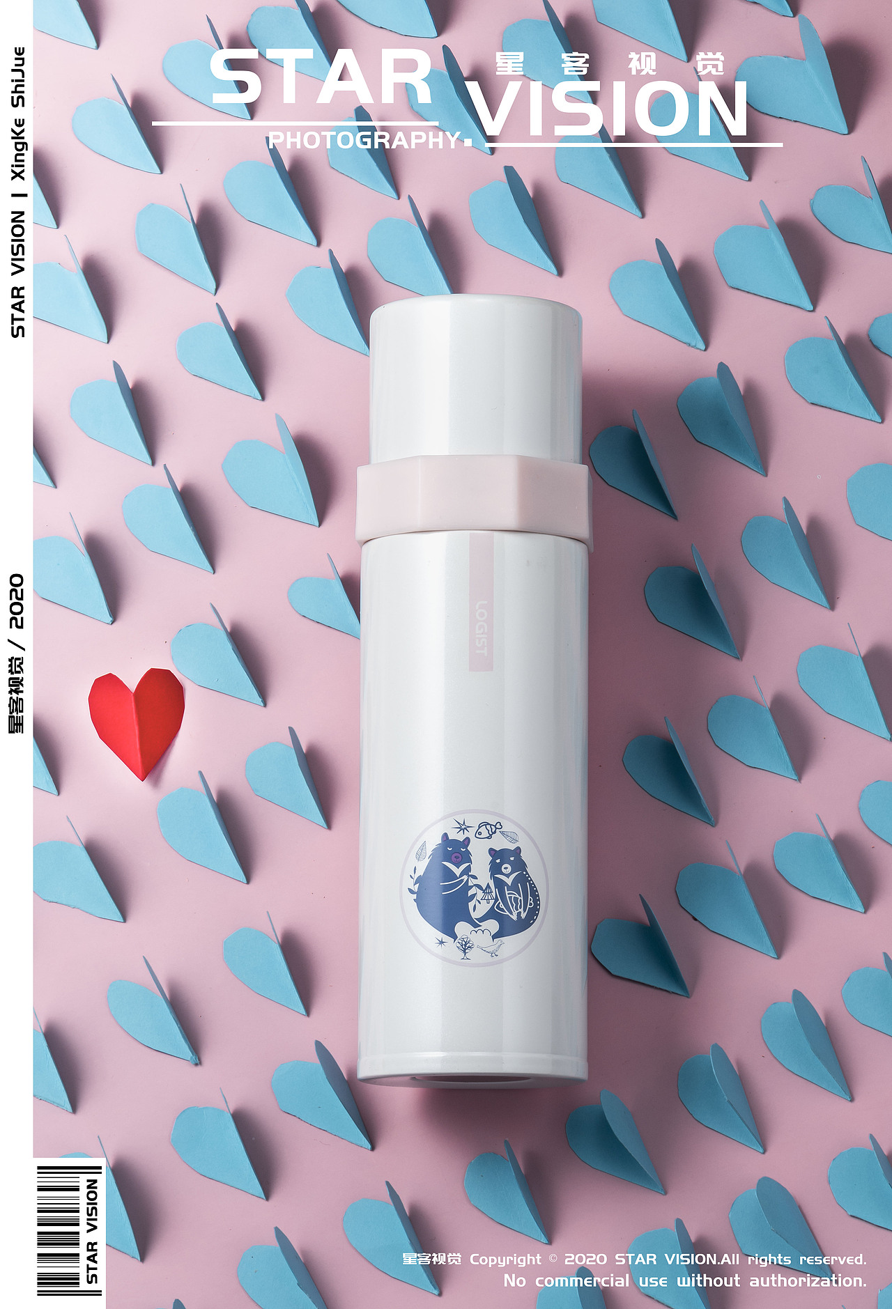 情侣保温杯 | 静物产品 | 卡纸鲜花亮调