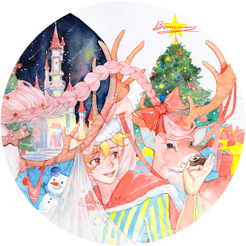 圣诞节插画（图ZMTM2MjQwMjI0） - 绘画 - 站酷设计师里个banana原创素材 - 站酷ZCOOL