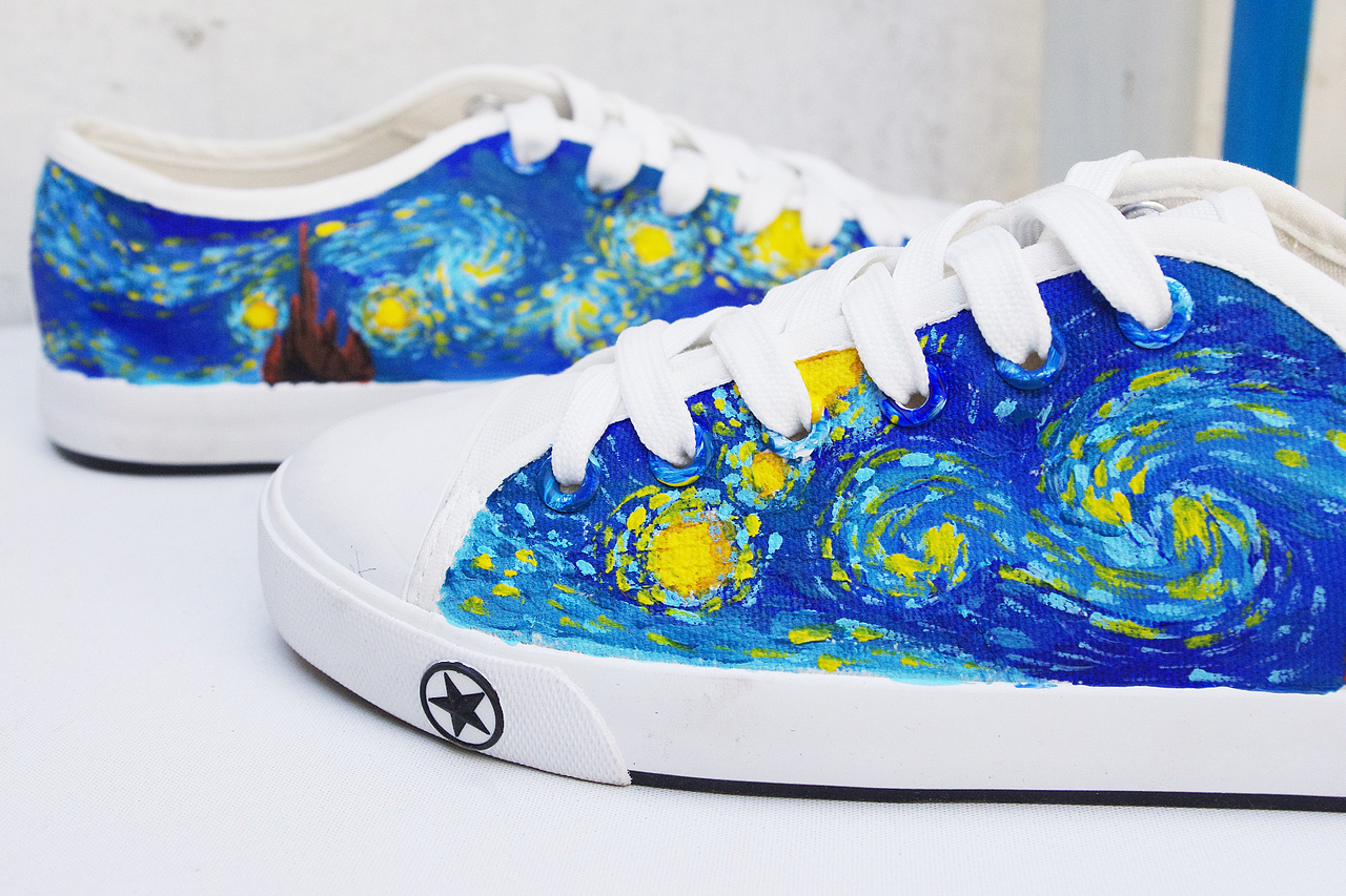 [豹小玉手绘]手绘鞋——梵高的星夜