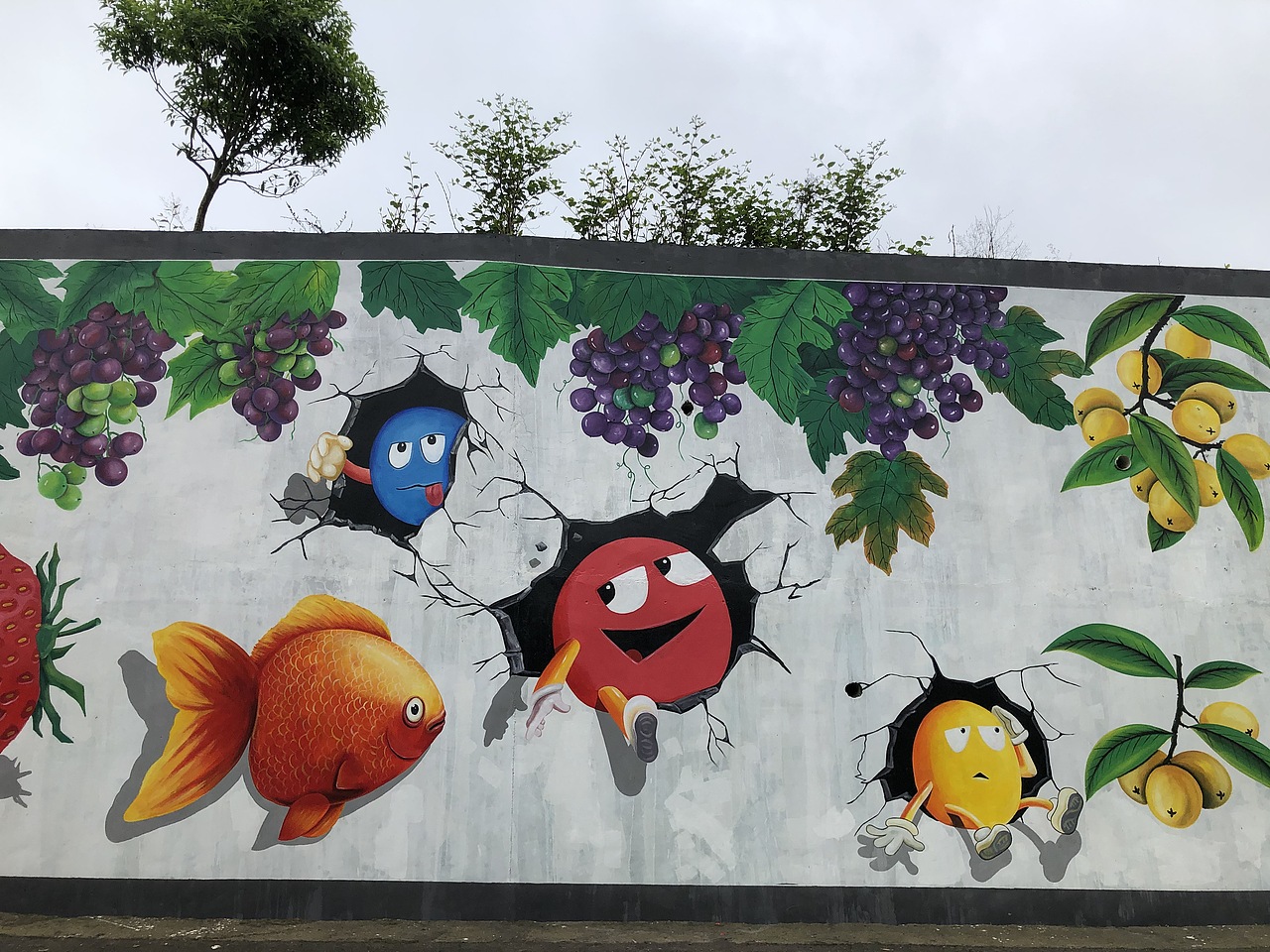 贵阳息烽温泉网红打卡点草莓果园文化手绘墙_壁尚手绘贵州墙绘-站酷