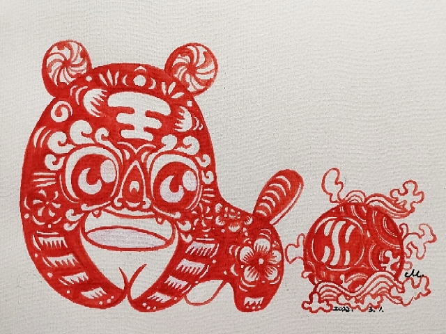 水虎戏珠（图ZMjkwNzA2Mzg4） - 艺术插画 - 站酷设计师麻小草原创素材 - 站酷ZCOOL