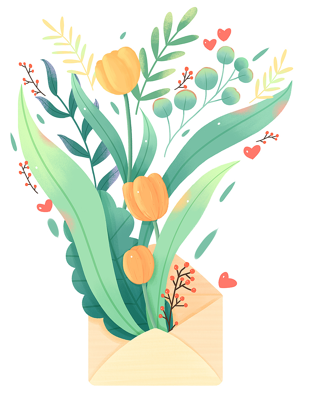 板绘植物海报插画（图ZMjk1MzU5MTgw） - 商业插画 - 站酷设计师董搞搞原创素材 - 站酷ZCOOL