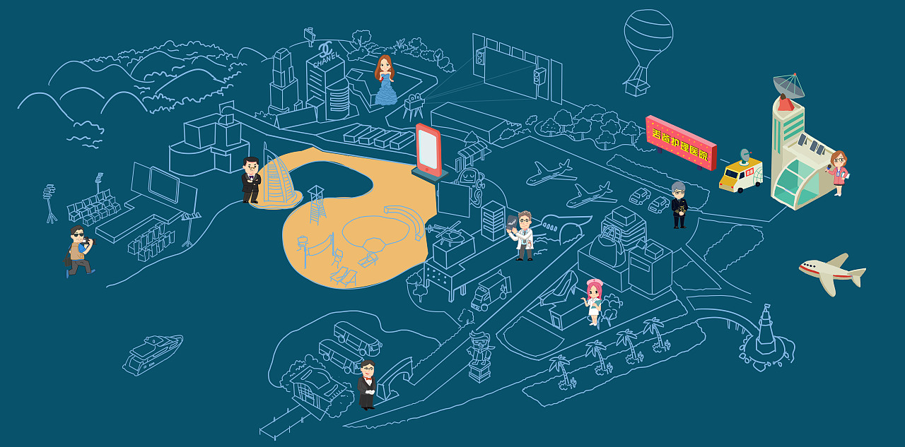 丢爸奢侈品护理 “医院概念”插画设计说明（图ZNTg2NTEzNjA=） - 商业插画 - 站酷设计师市井物语原创素材 - 站酷ZCOOL