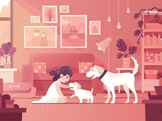 小女孩与宠物狗