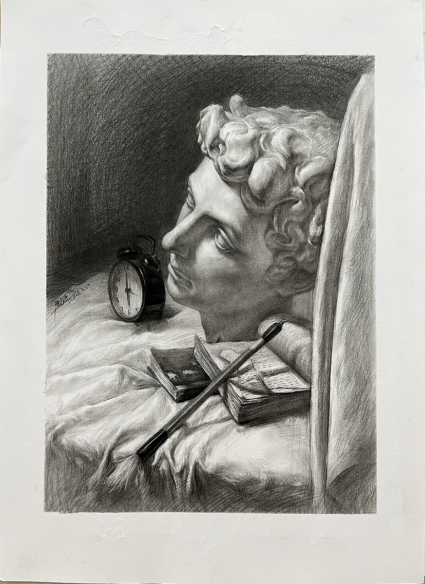 素描石膏头像静物作品