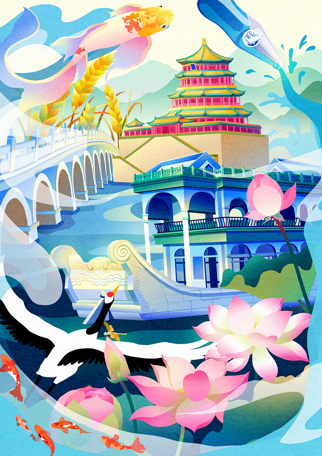 北京ip国风插画四季京城