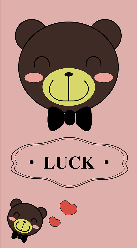 LUCK 卡通插画 手机壁纸 可爱壁纸 小熊卡通（图ZNzUxNDI2MDQ=） - 闪屏/壁纸 - 站酷设计师彭亚荣原创素材 - 站酷ZCOOL