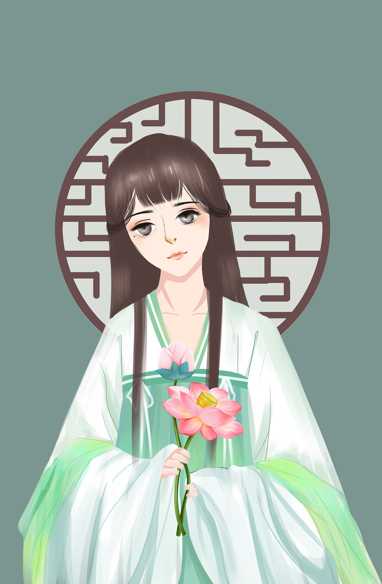 古风荷花美人（图ZMjEwOTA1ODI0） - 创作习作 - 站酷设计师小宇今天学习了吗原创素材 - 站酷ZCOOL