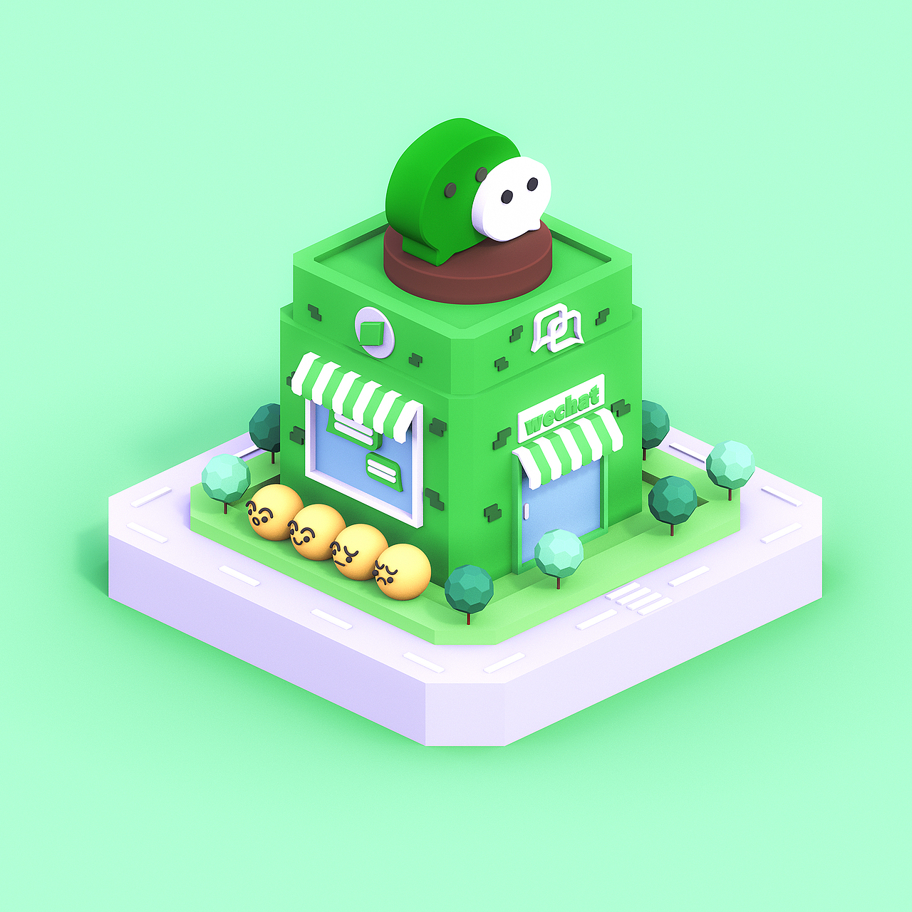 APP应用小镇 | APPS TOWN OF CHINA C4D建模（图ZMTk0NTg4NzY0） - 场景 - 站酷设计师楚阳记得保存原创素材 - 站酷ZCOOL