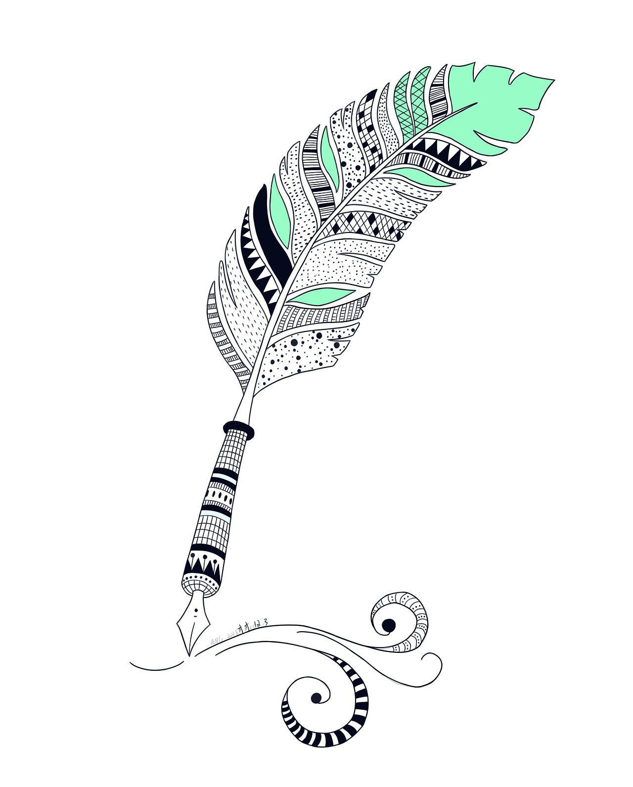 缠绕画|插画|艺术插画|cai才才 - 临摹作品 - 站酷 (zcool)