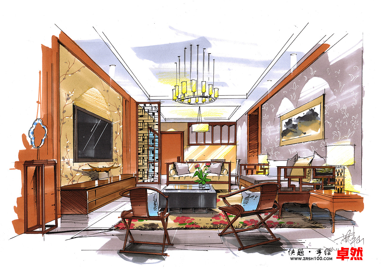 【卓然手绘】室内作品