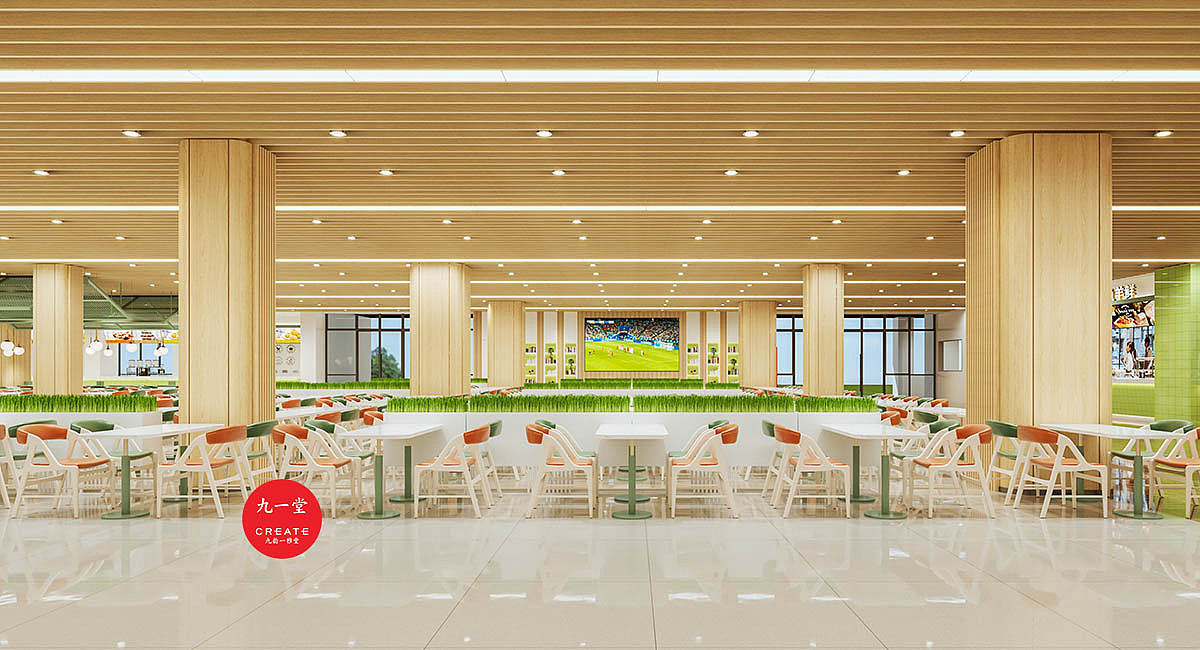 大学食堂室室内大堂设计