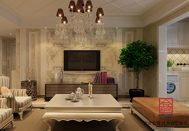 金舍装饰-保利花园130平米装修效果图-欧式风格-三居室装修