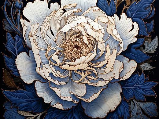 蓝立体花纹/青花瓷古典花纹