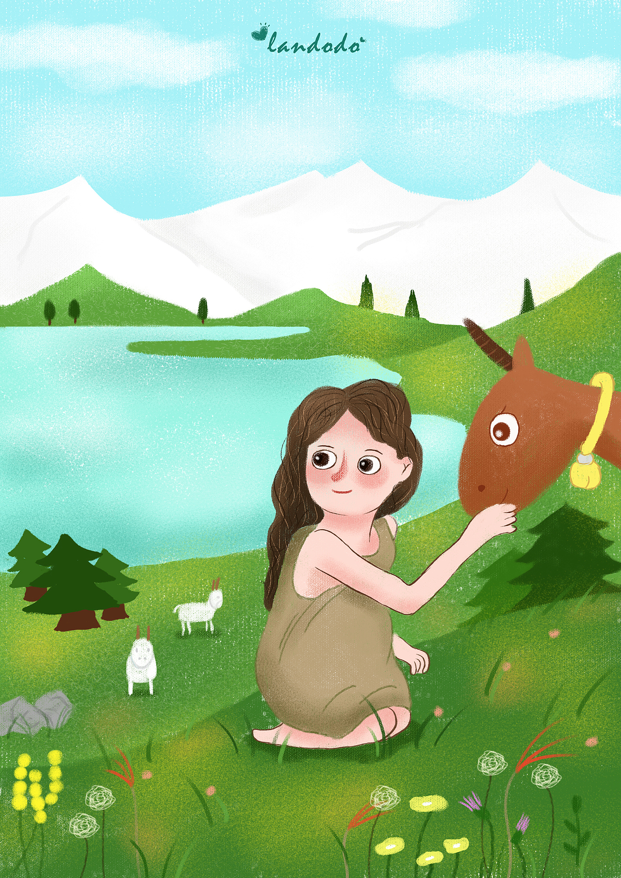 草原上的小女孩