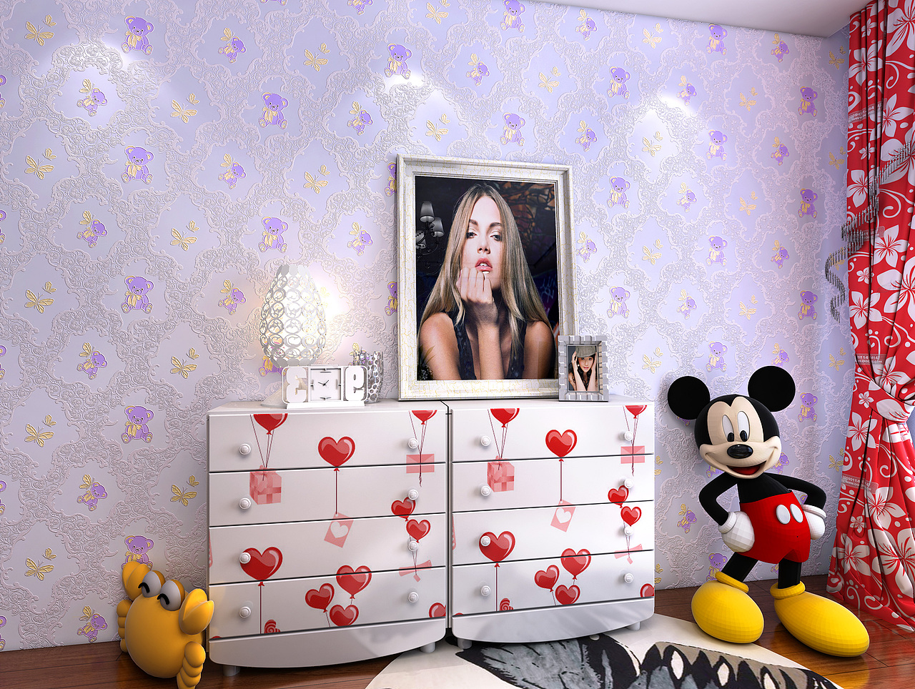 一组甜美梦幻儿童房效果图（图ZMjQwNjE2MjQ=） - 家装设计 - 站酷设计师365556865原创素材 - 站酷ZCOOL