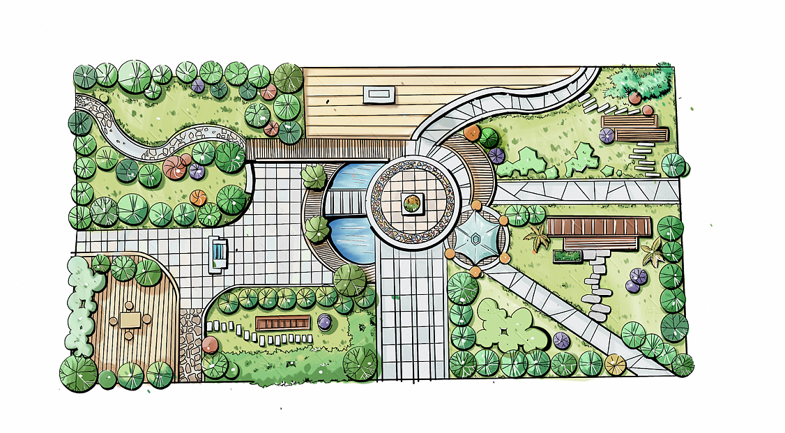 临摹作品平面其他平面景观平面图板绘景观图风景园林景观抄绘pro