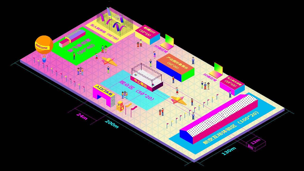 一组伪3d场地设计图视觉设计