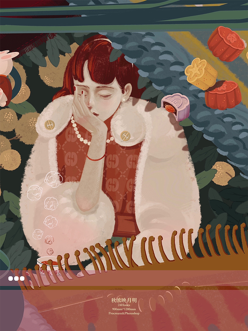 🎨《SweetDream》系列插画｜秋浓映月明（图ZMzE2NDEwOTA4） - 商业插画 - 站酷设计师胥韬原创素材 - 站酷ZCOOL