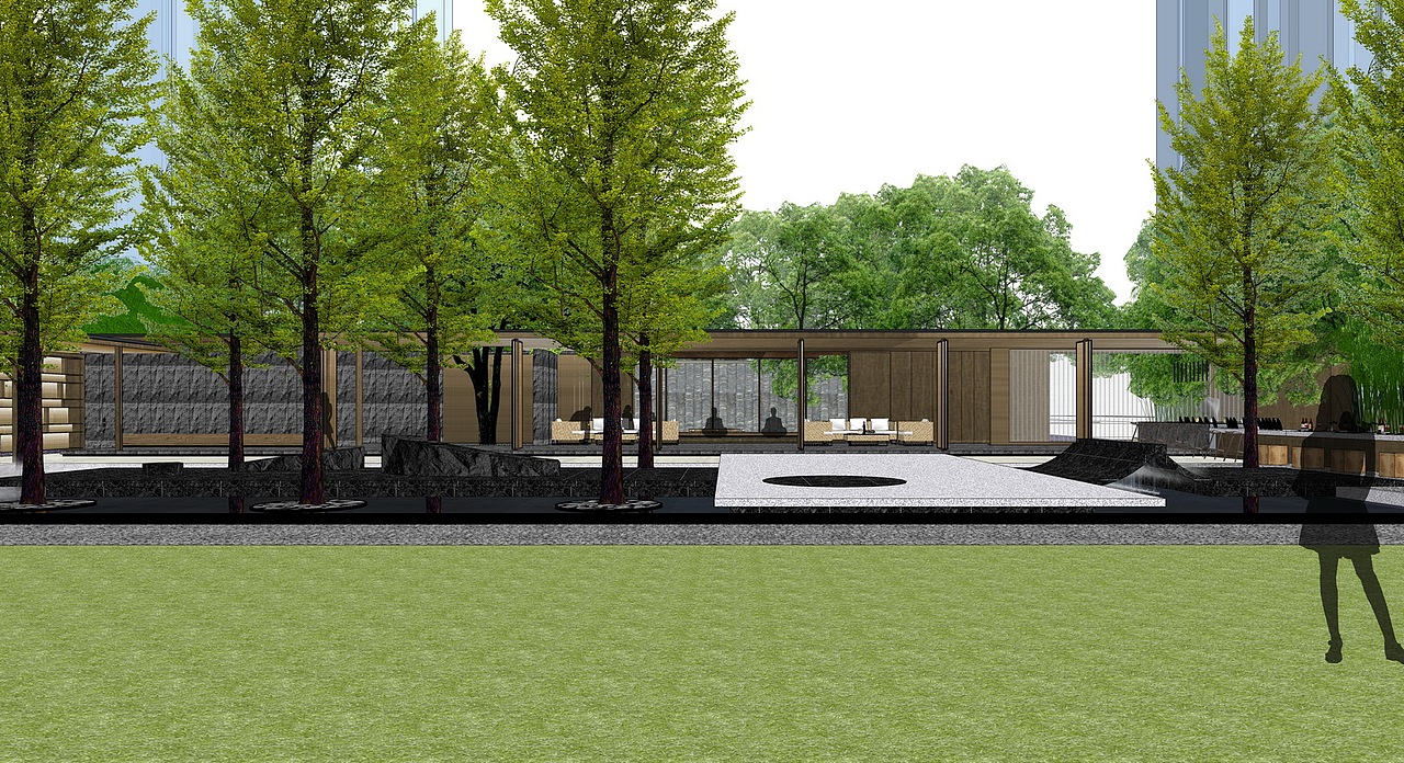 现代售楼部景观SU模型下载