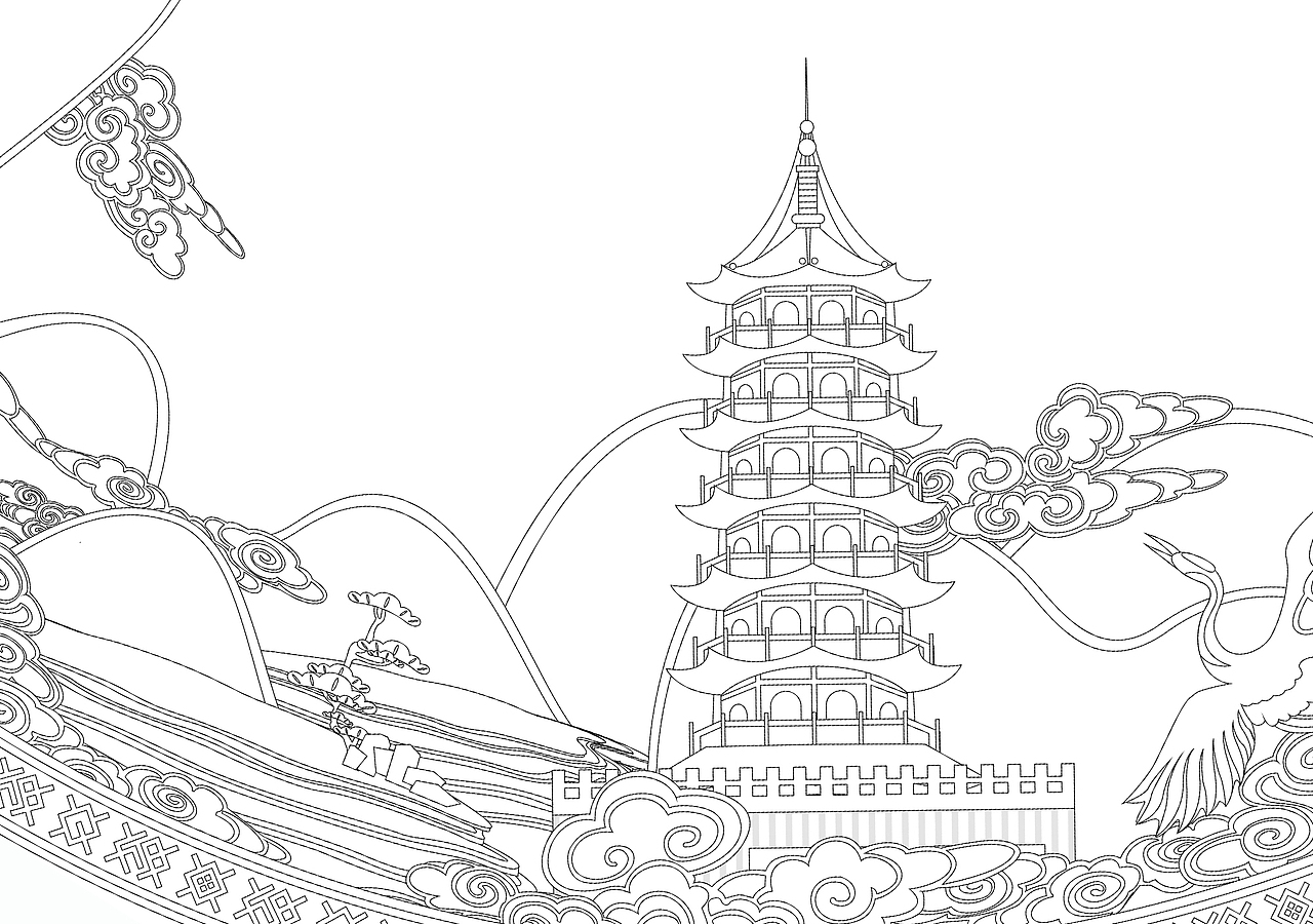 【秀山丽水,养生福地】瓷盘上的丽水风景|插画|商业插画|键货_原创