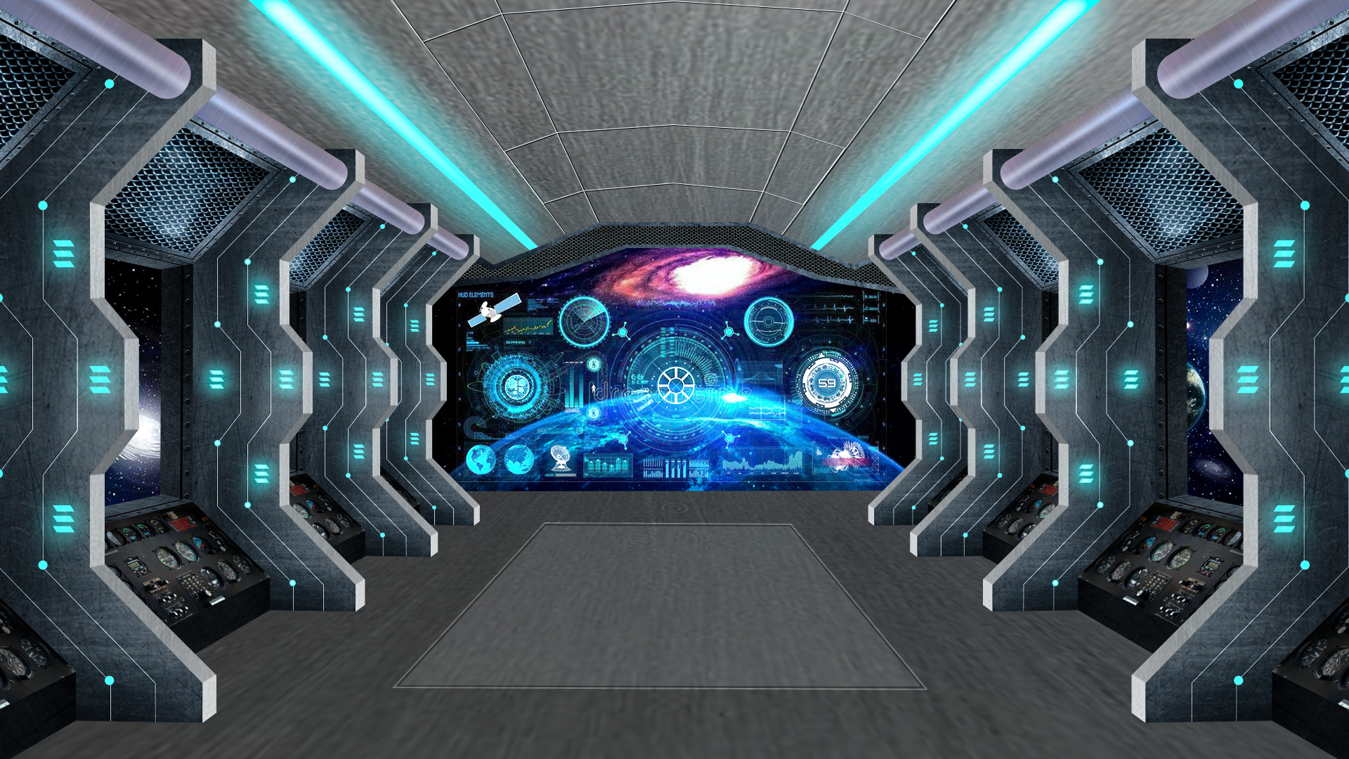 科技风,宇宙飞船场景重绘