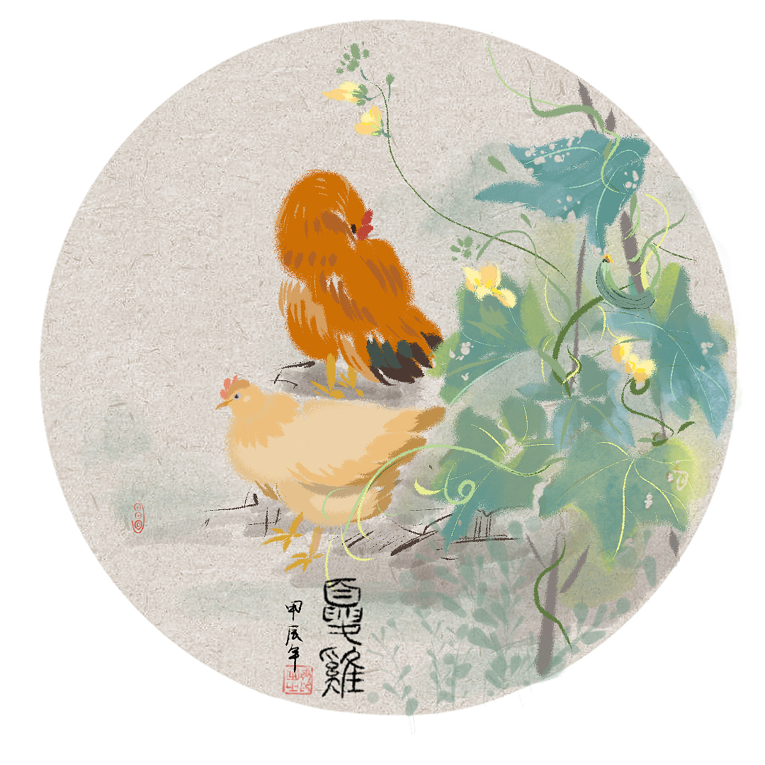 一组比较诗意的原创国风小品插画