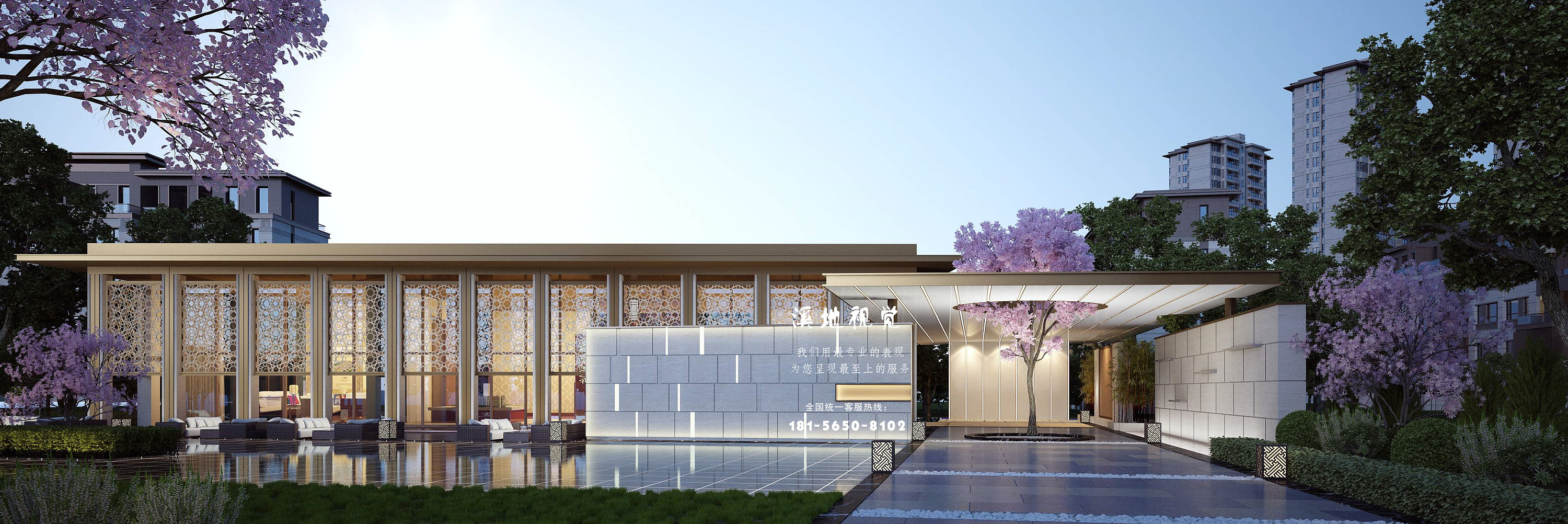 售楼部酒店室外建筑图丨溪地设计张冰