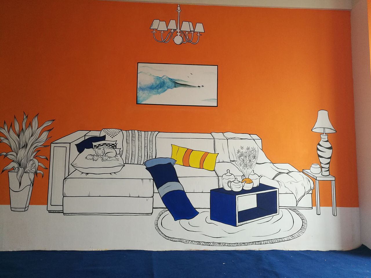 叠彩兰亭清水样板间彩绘|插画|商业插画|乐彩艺术派墙绘_原创作品