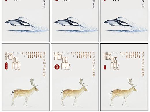 丹顶鹤梅花鹿白鳍豚海报
