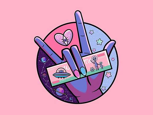 【爱&宇宙&外星人】t恤图案设计/插画设计