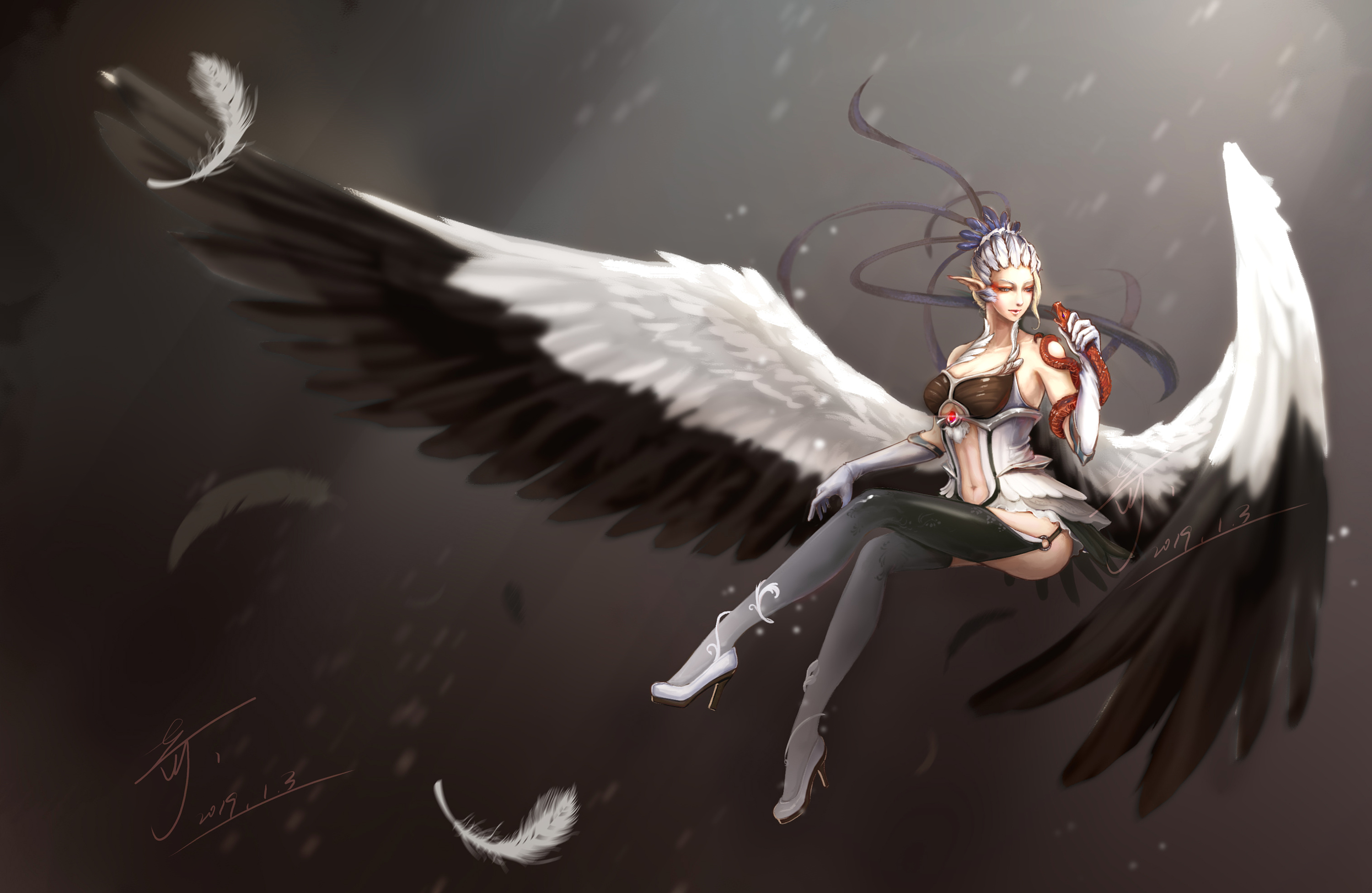 【ps板绘】黑历史重绘向——蛇鹫拟人