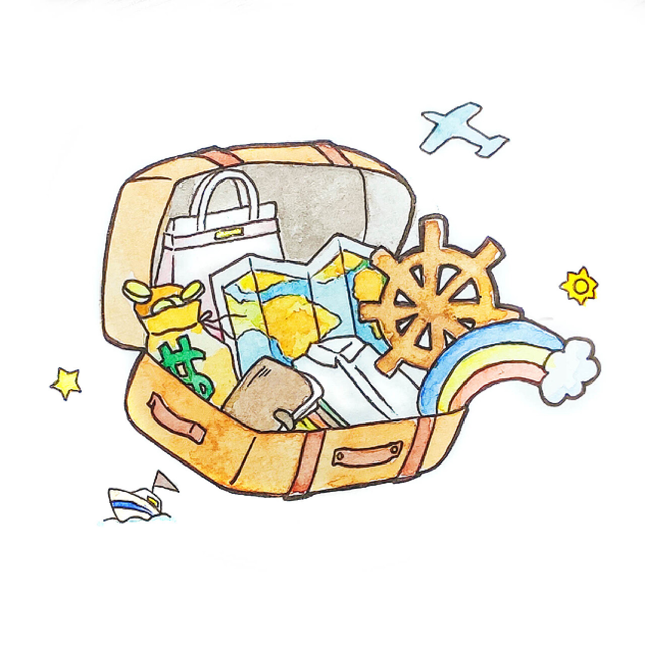 世界旅行箱|插画|创作习作|白刃契纳_原创作品-站酷zcool