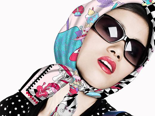 原创丝巾设计/包装设计——爱丽丝梦游仙境