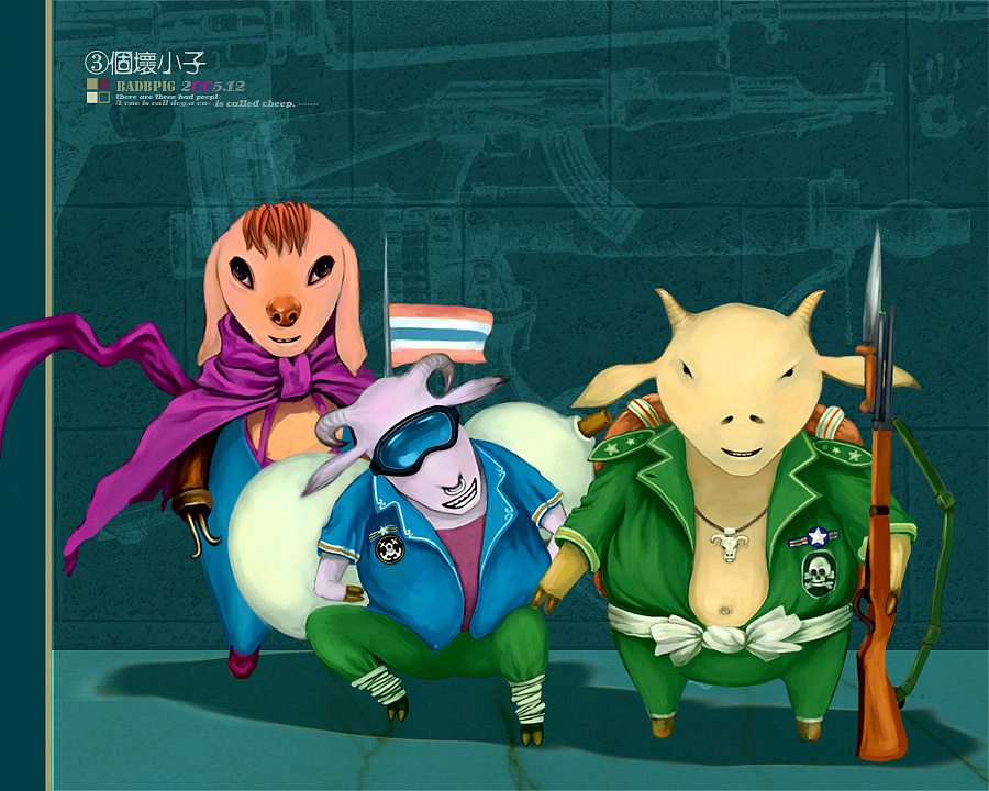 三個壞小子（圖ZMTkzNDIyOA==） - 商業(yè)插畫 - 站酷設計師Umezhu原創(chuàng)素材 - 站酷ZCOOL