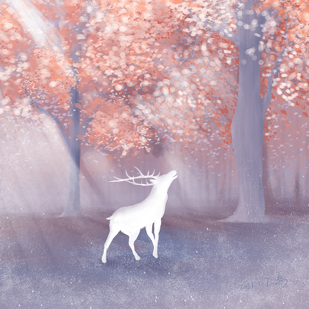 林间小路的小鹿,试了一下不同的色彩搭配,梦幻色彩～～深圳/设计爱好